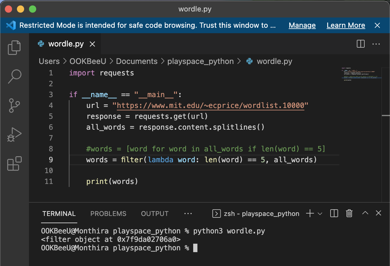 ทบทวน Python กับไลฟ์การทำ Wordle ของน้อง Mari Taiga